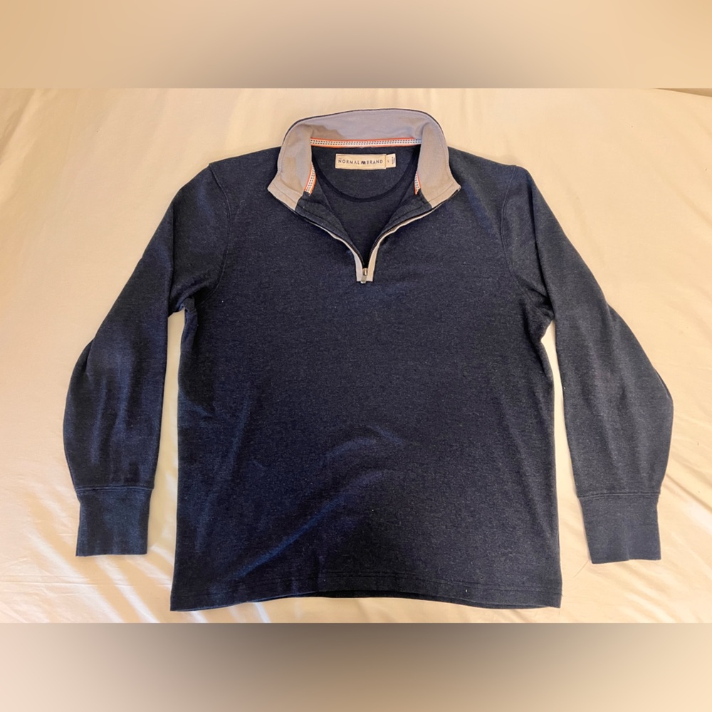 The Normal Brand Men's Blue Weekend Quarterzip Pullover Mock Neck Size L